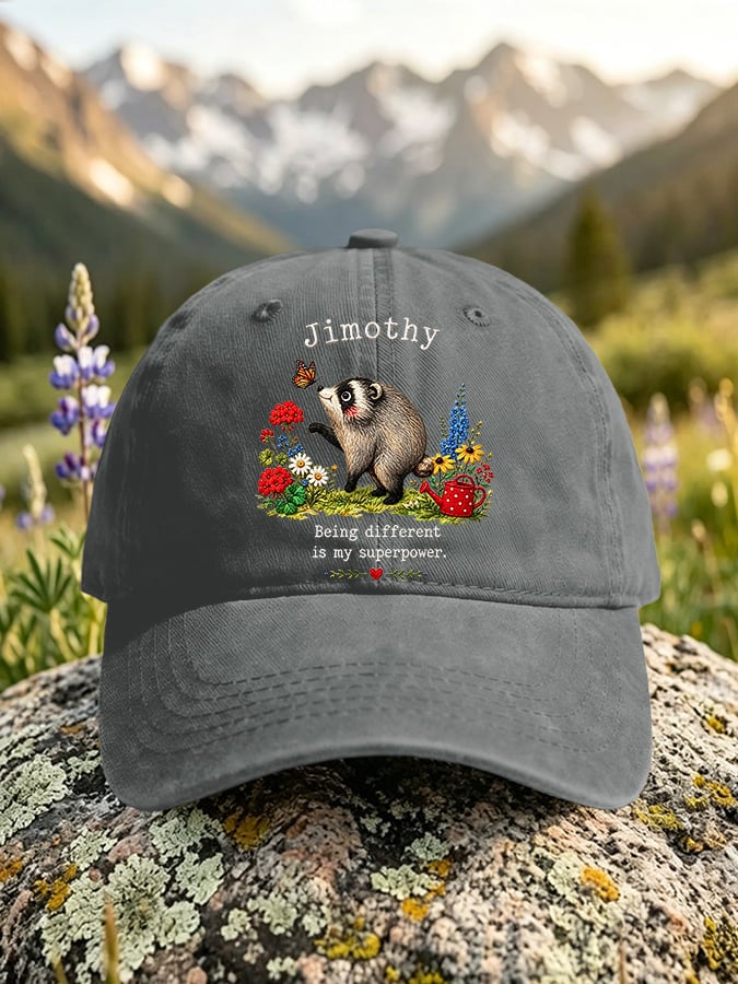 Retro Jimothy Raccoon Being Different Is My Superpower Print Baseball Cap