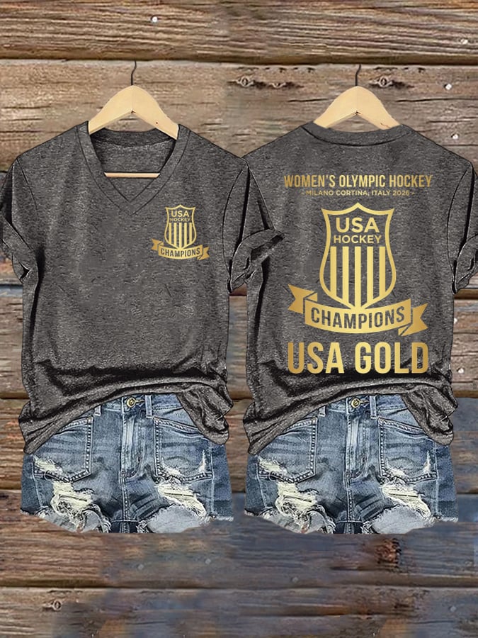 Women's Ice Hockey Print Casual T-Shirt