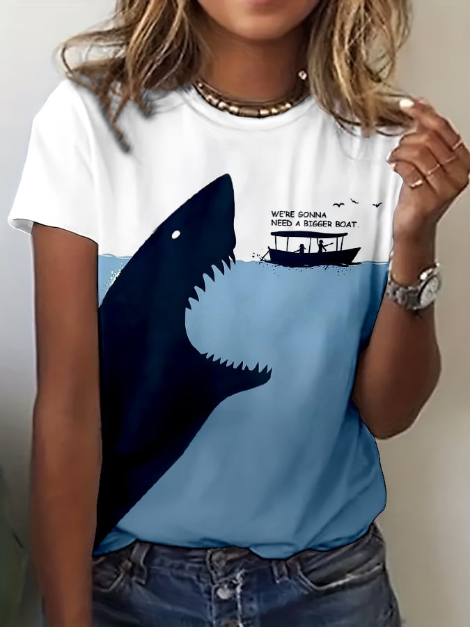 Women's We Need a Bigger Boat Graphic Crew Neck T-Shirt