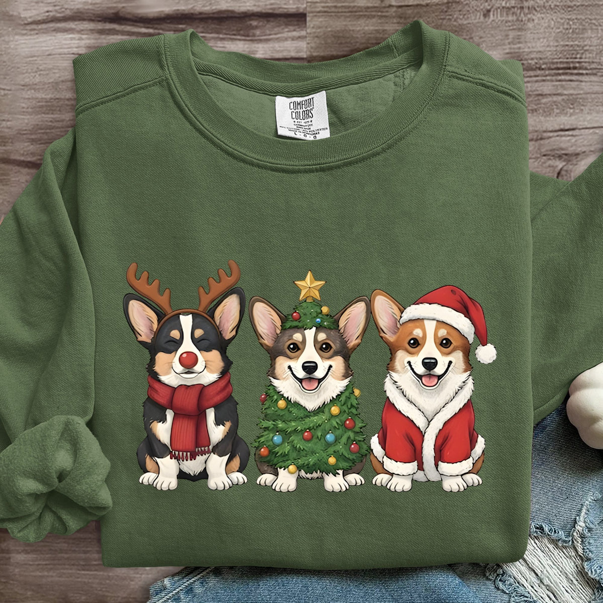 Funny Christmas Dog Art Print Sweatshirt
