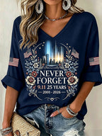 Women's 9.11 Never Forget Printed Casual Tops