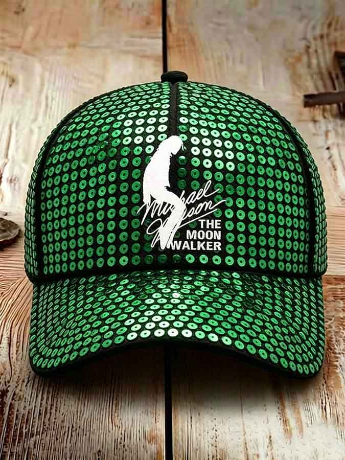 Unisex Retro Commemorative Baseball Cap: "King of Pop" Faux-Sequin Print Edition