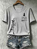 Women's Halloween Meet Me At Salem Print T-Shirt