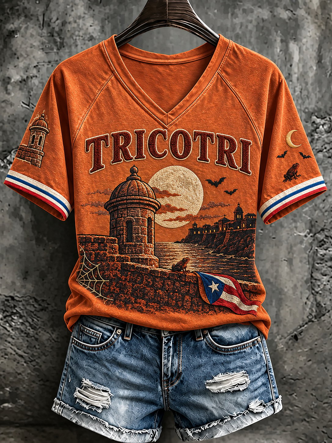 Women'S Puerto Rico Halloween Print T-Shirt