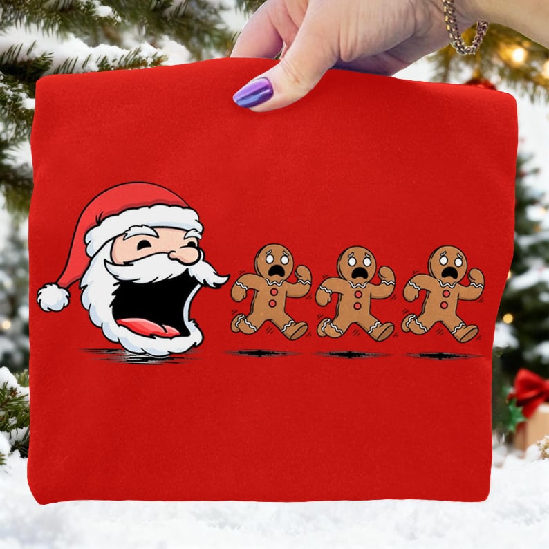 Funny Santas Cookie Christmas Art Print Sweatshirt