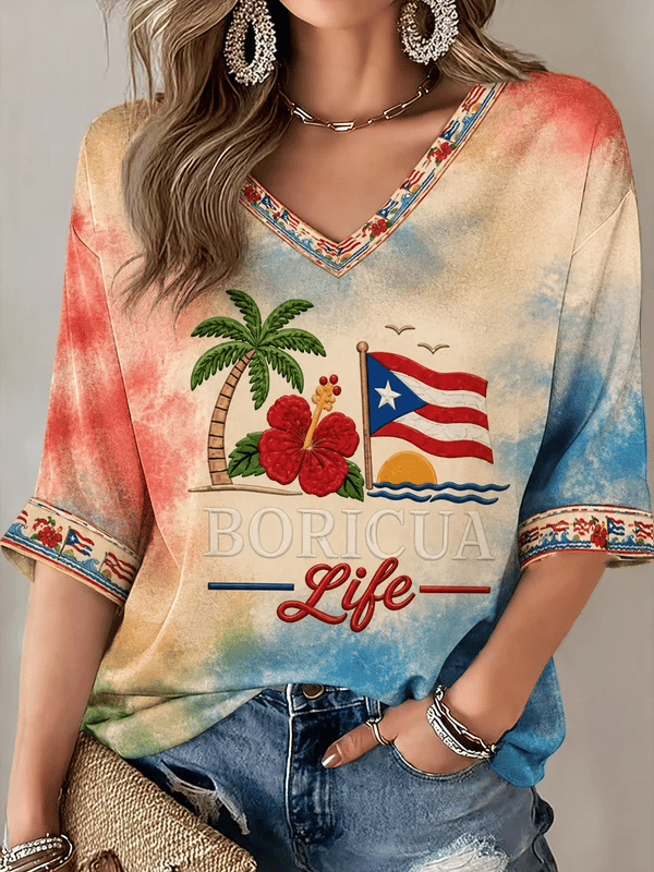 Women's Puerto Rico Print Shirt