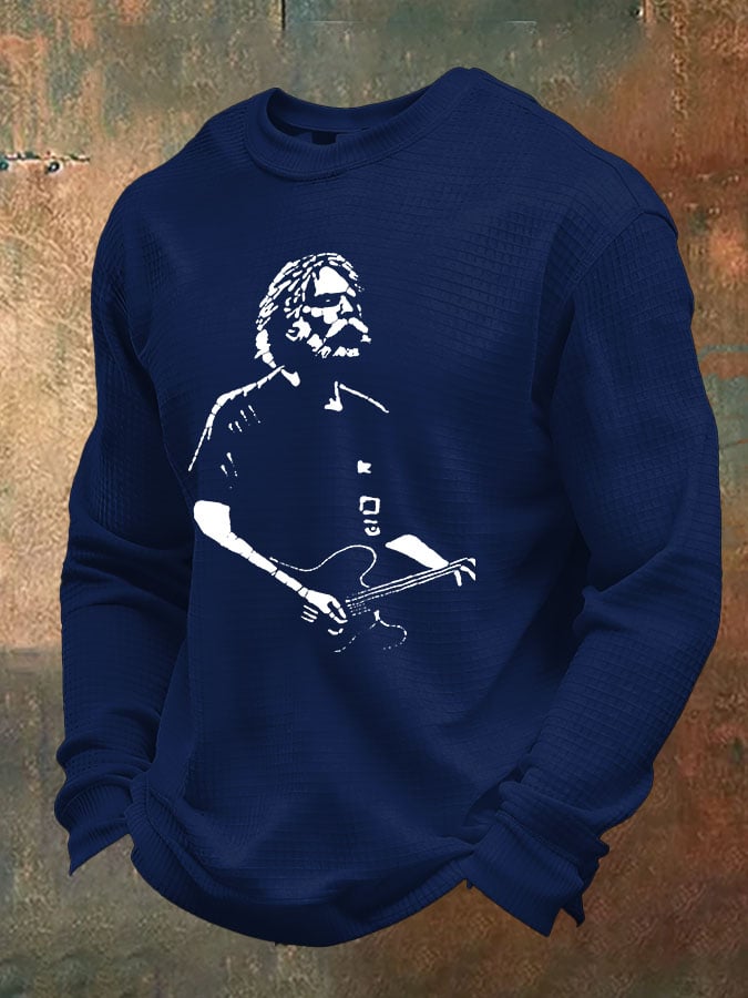 Men's Casual Waffle Print Long-Sleeve T-Shirt