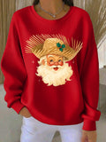 Women's Puerto Rico Christmas Print Round Neck Sweatshirt