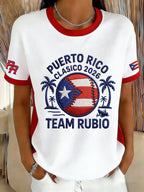 Women's Retro Baseball  Print T-Shirt