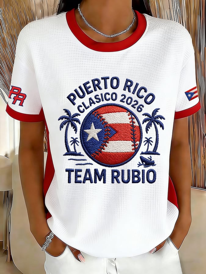 Women's Retro Baseball  Print T-Shirt