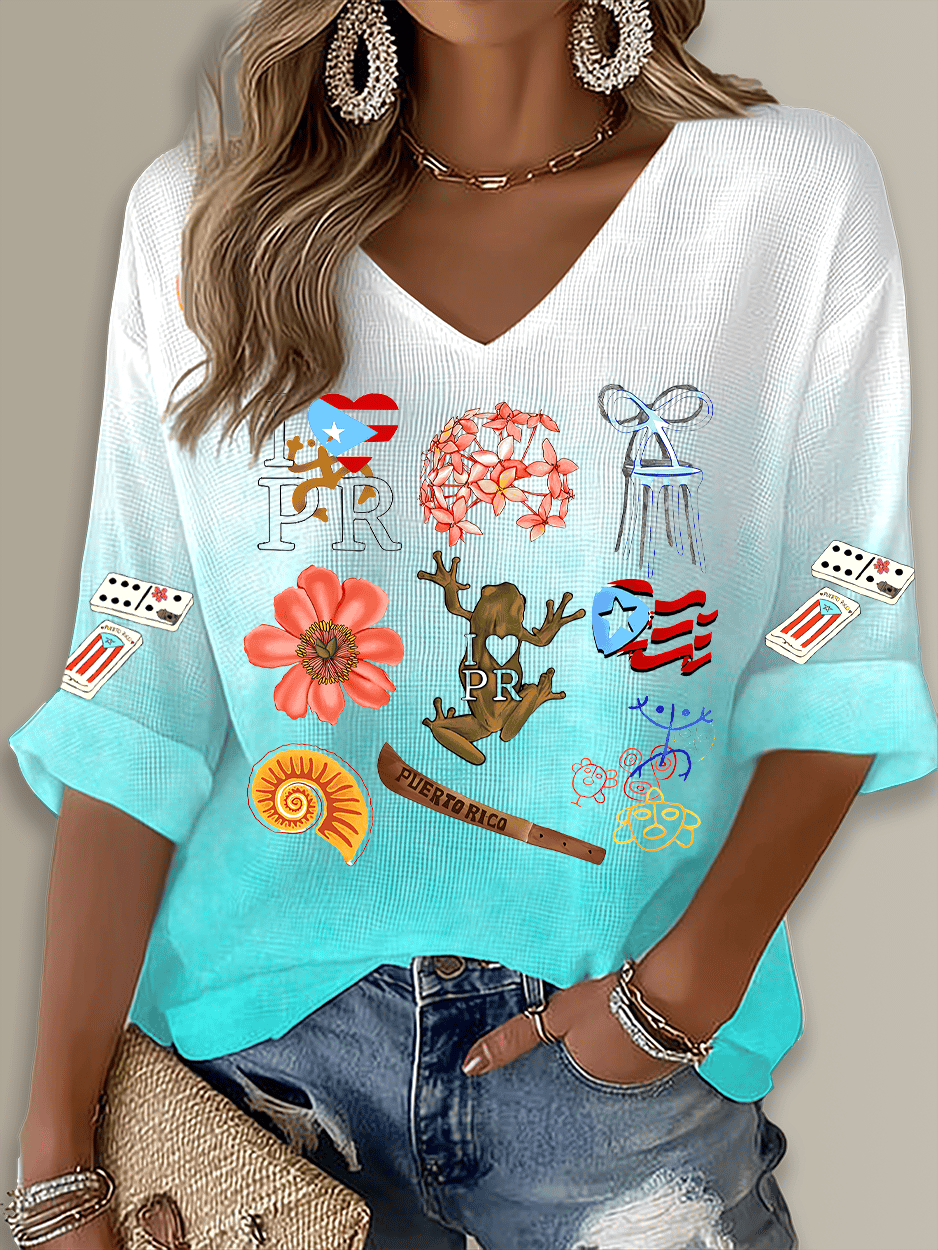 Puerto Rico Singer Boricua Printed Long Sleeve Top