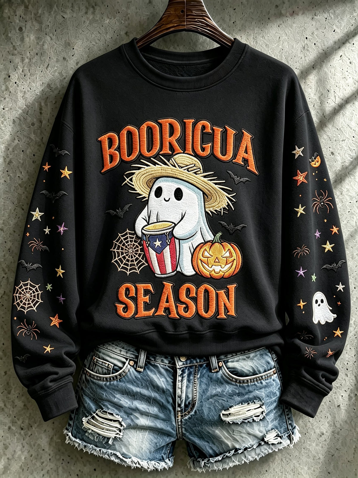 Women's Halloween In Puerto Rico Printed Long-Sleeve Sweatshirt