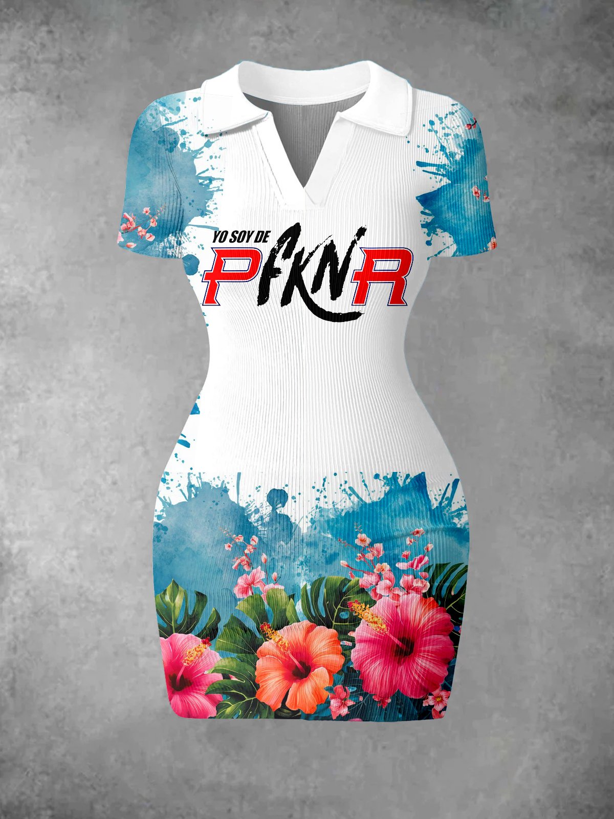 Puerto Rican Floral Logo Print Women's Vintage Dress