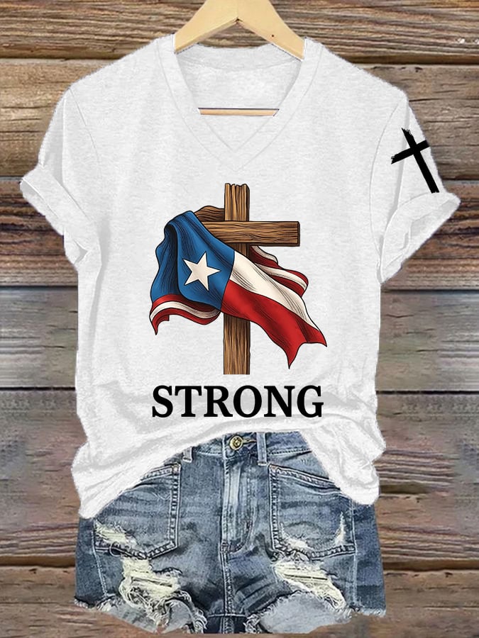 Women's Vintage Texas Strong Print T-Shirt