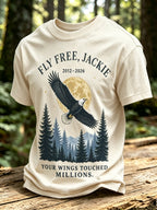 Men's Retro Jackie And Shadow Bald Eagle Printed Casual T-Shirt