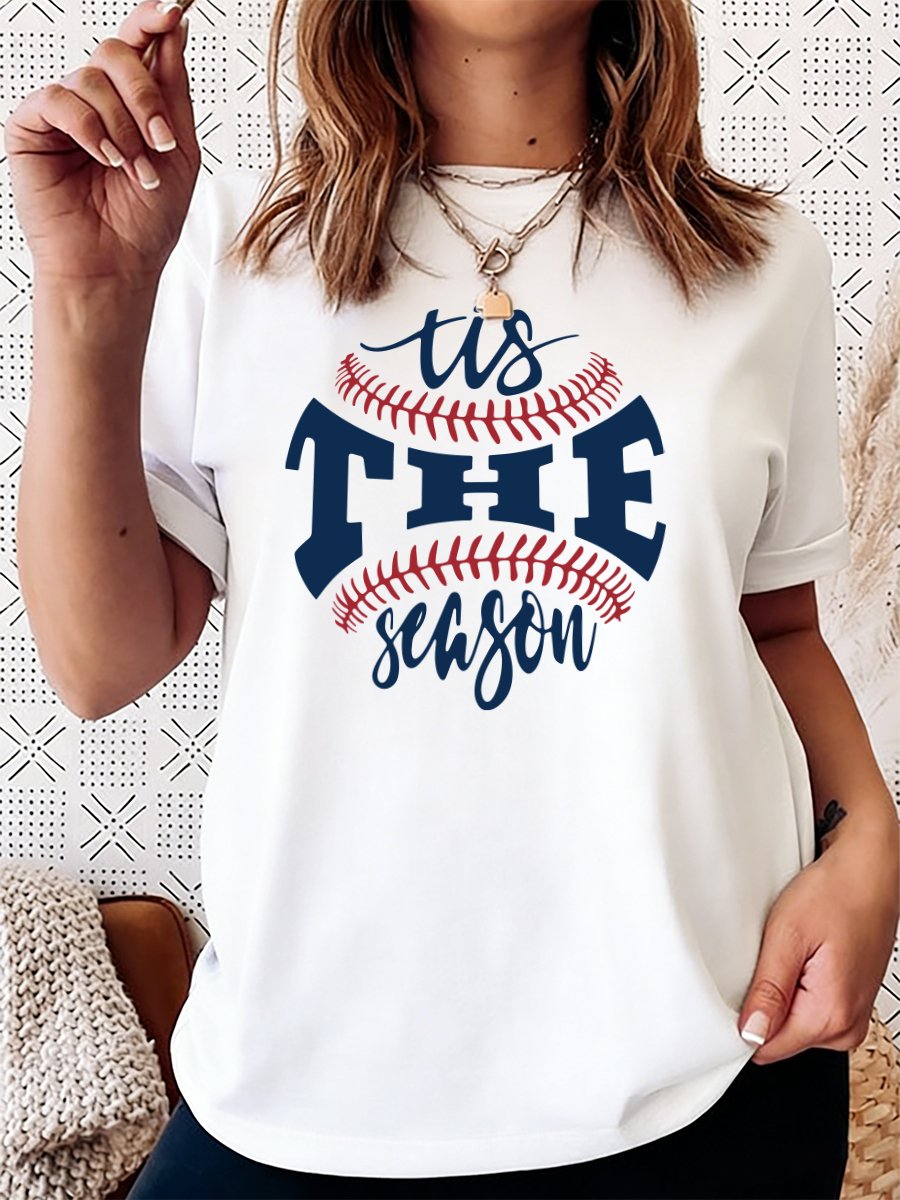 Women's Fashion Love Baseball Print Crew Neck T-Shirt