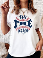 Women's Fashion Love Baseball Print Crew Neck T-Shirt