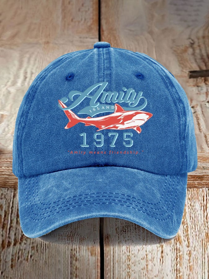 Retro Amity Island 1975 Print Baseball Cap