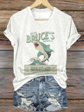 Women's Bruce's Brewing Co. Shark Bite Lager Print V Neck T-shirt