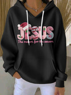 Women's casual Christmas Jesus textured thickened hoodie