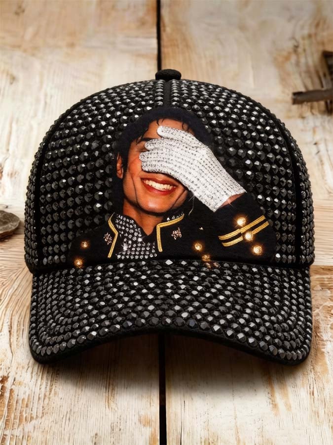 Unisex Retro Commemorative Baseball Cap: "King of Music" Faux Rhinestone Print
