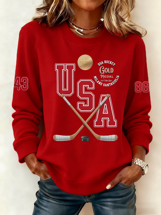 Women's  Hockey Print Sweatshirt