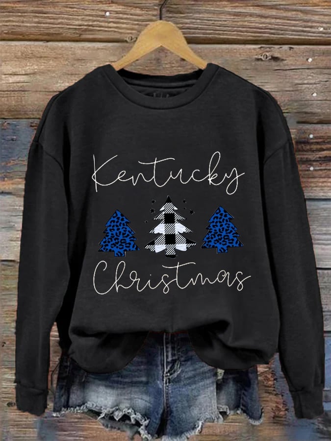 Women's Casual Kentucky Christmas Printed Sweatshirt