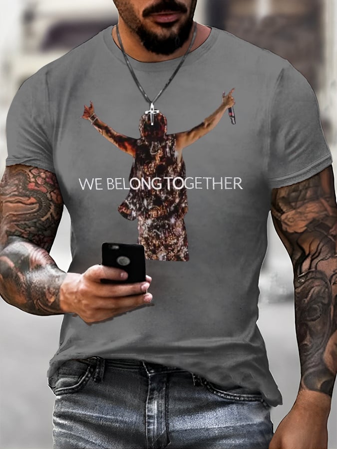 Men's Singer-Print Casual Short-Sleeved T-Shirt