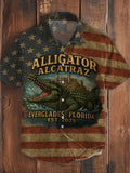 Men's Retro Casual Crocodile Island Print Shirt