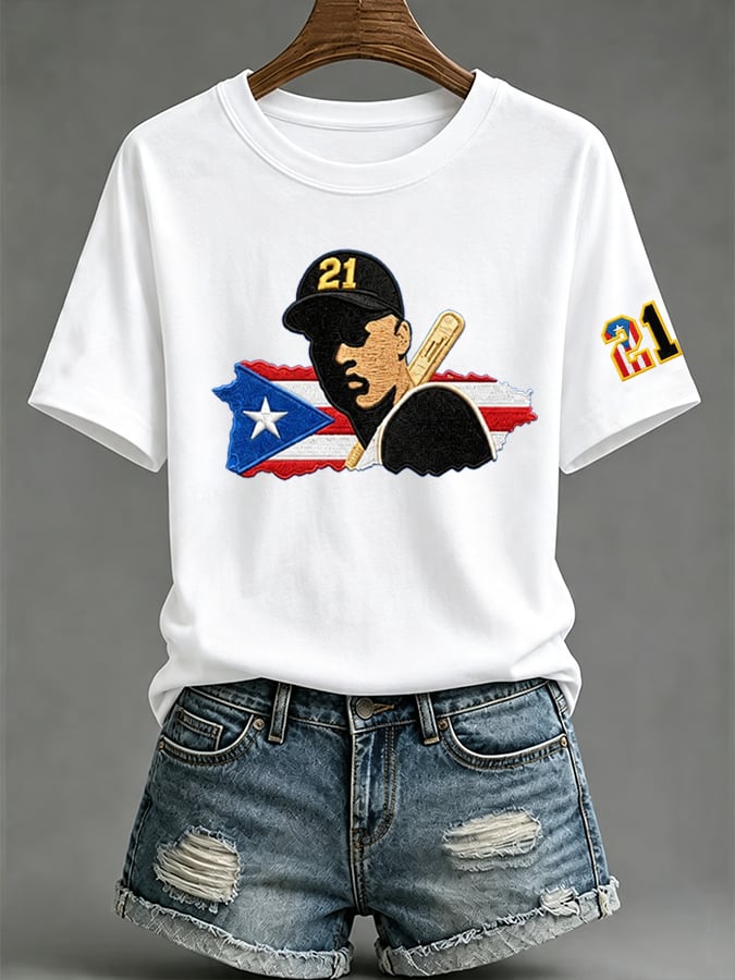 Unisex Puerto Rico Baseball Print T-Shirt