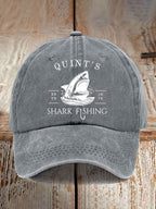 Retro Quints Shark Fishing Print Baseball Cap