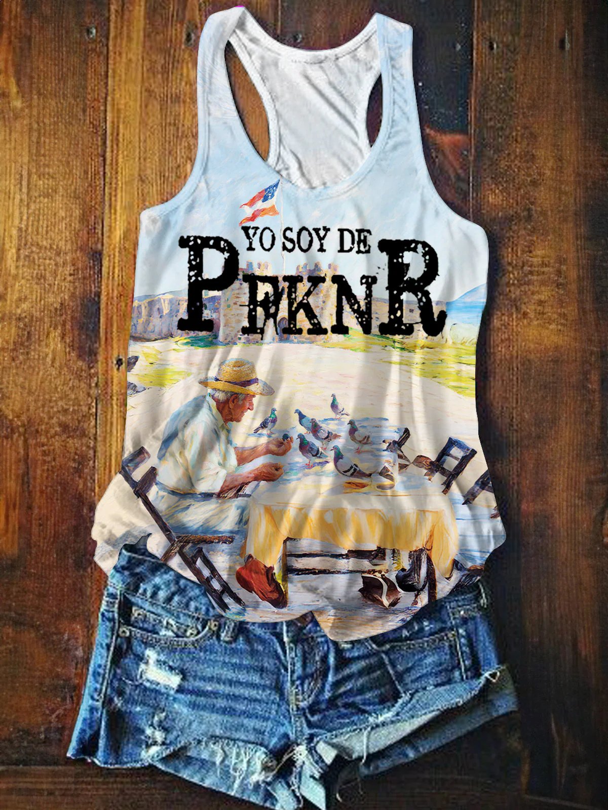 Puerto Rico Printed Casual Tank Top