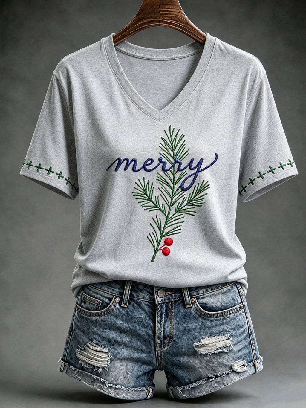 Women's Festive V-Neck Top