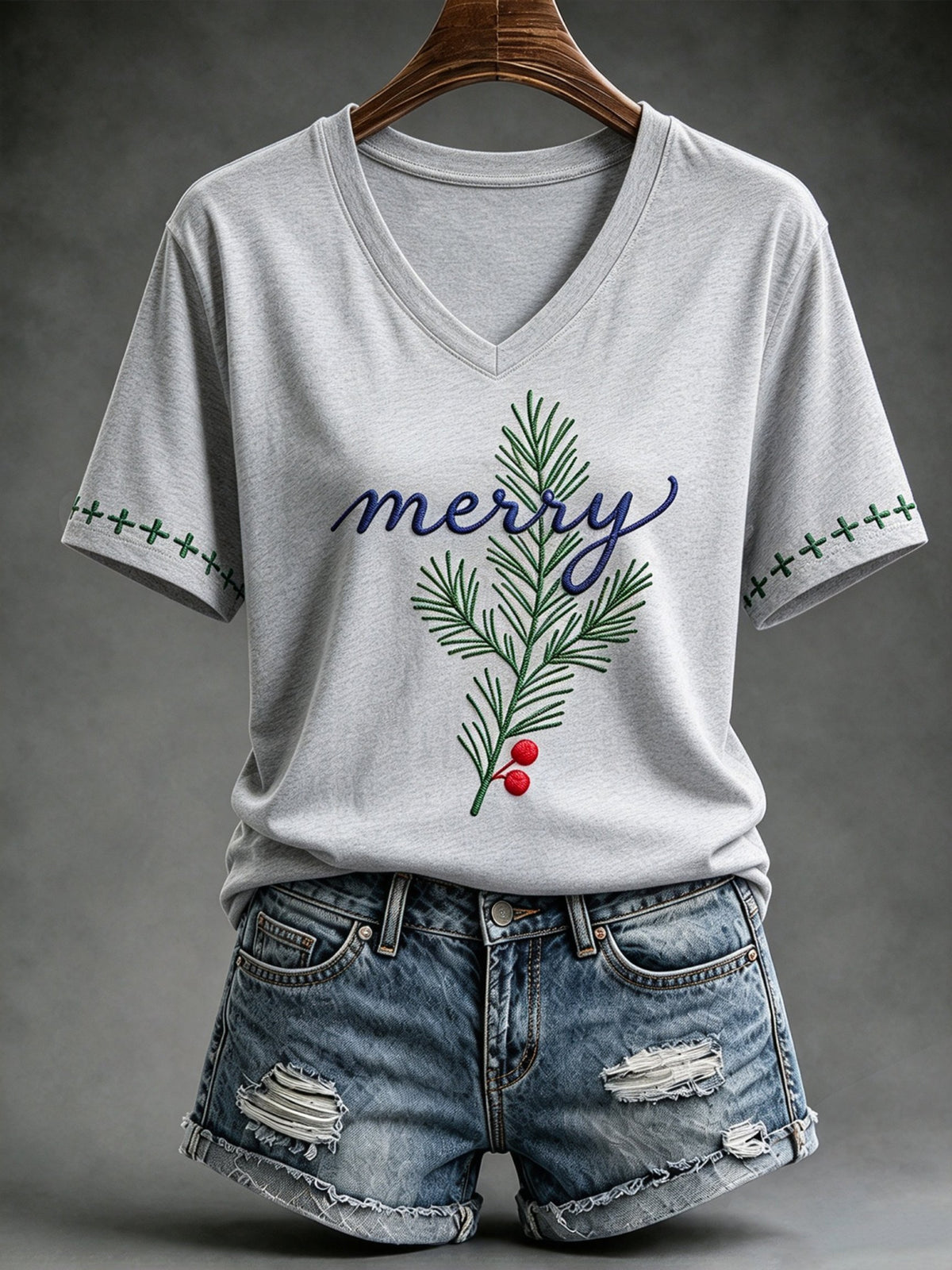 Women's Festive V-Neck Top