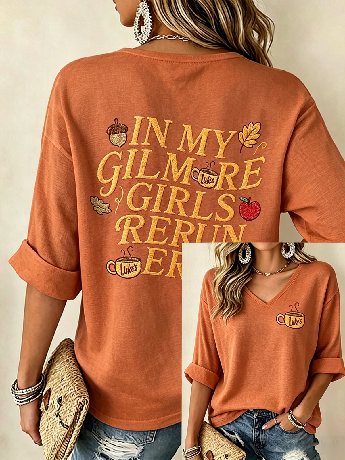Women's  In My Gilmore Girls Rerun Era Print Shirt