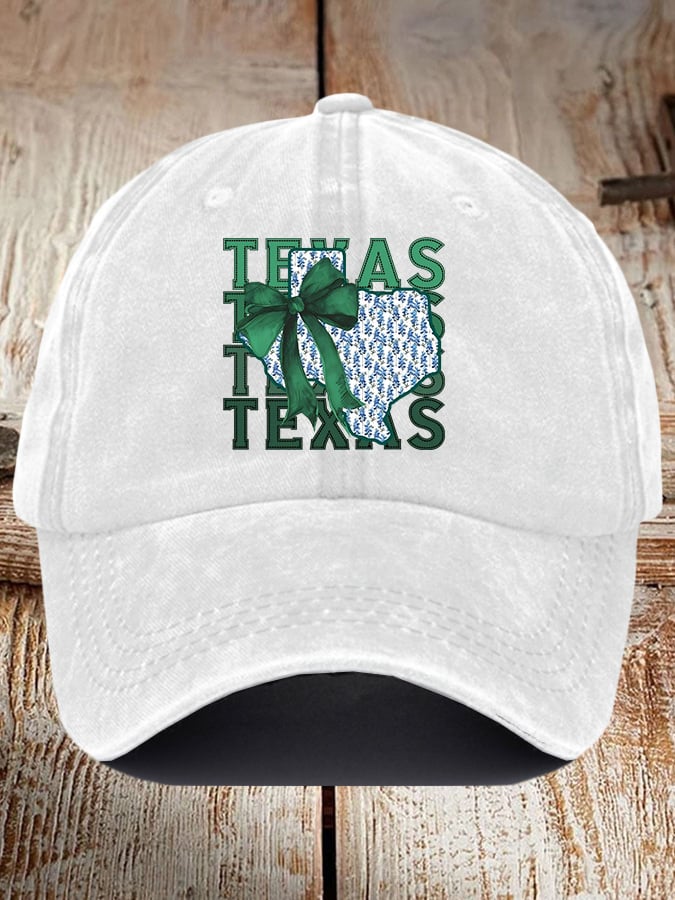 Retro Texas Strong Green Bow Print Baseball Cap