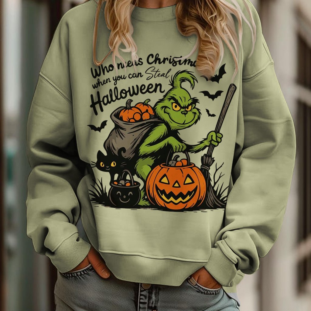 Who Needs Christmas When You Can Steal Halloween Art Printed Sweatshirt