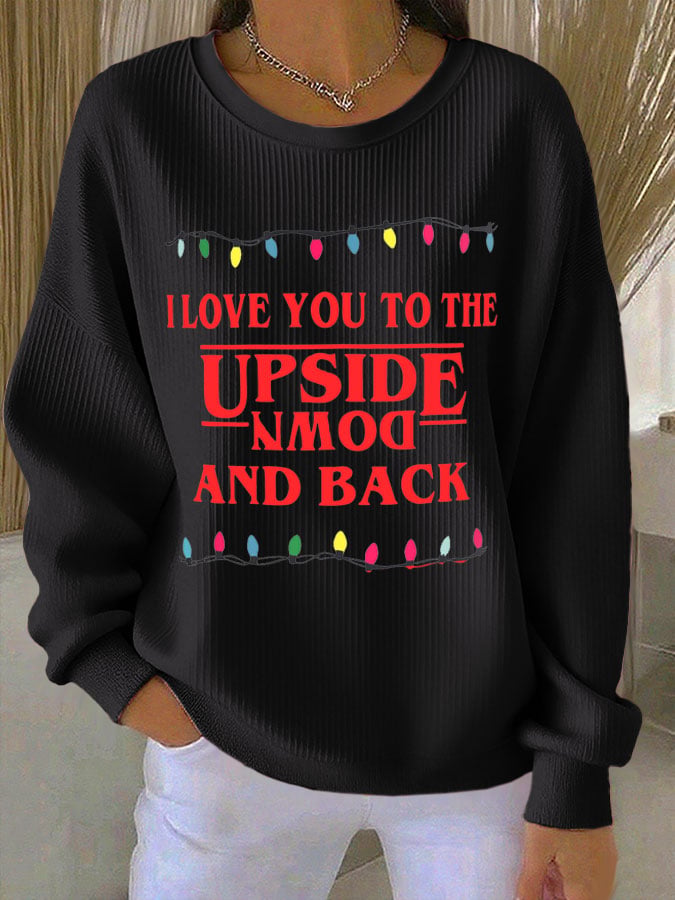 Women's Film And Television Drama Print Knit Crew Neck Long Sleeve Top