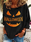 Women'S Halloween Pumpkin Face Sweatshirt