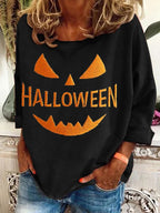 Women'S Halloween Pumpkin Face Sweatshirt