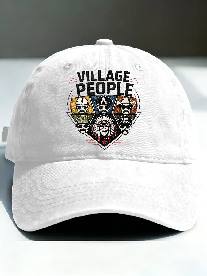 Retro Village Print Baseball Cap