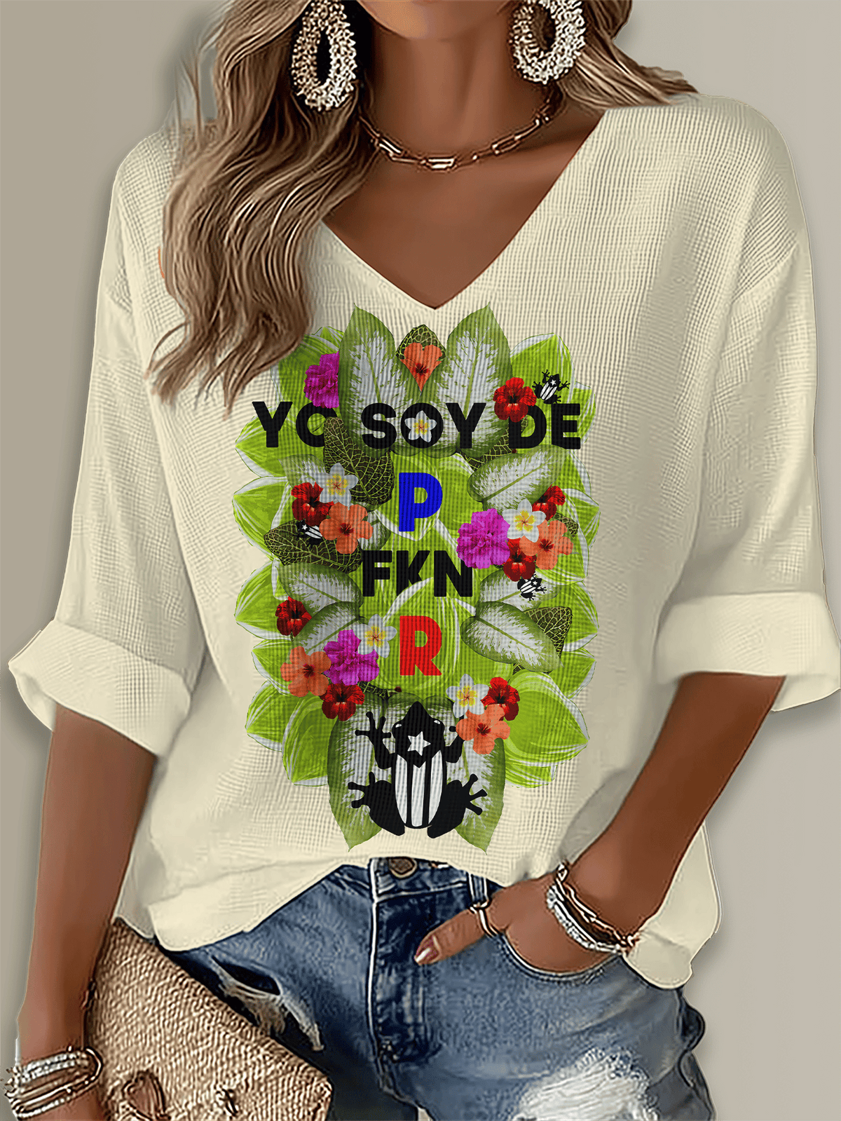 Puerto Rico Pfknr Printed Long Sleeve Top