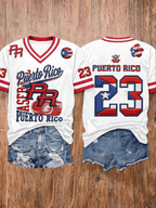 Women's Puerto Rico Baseball  Print T-Shirt