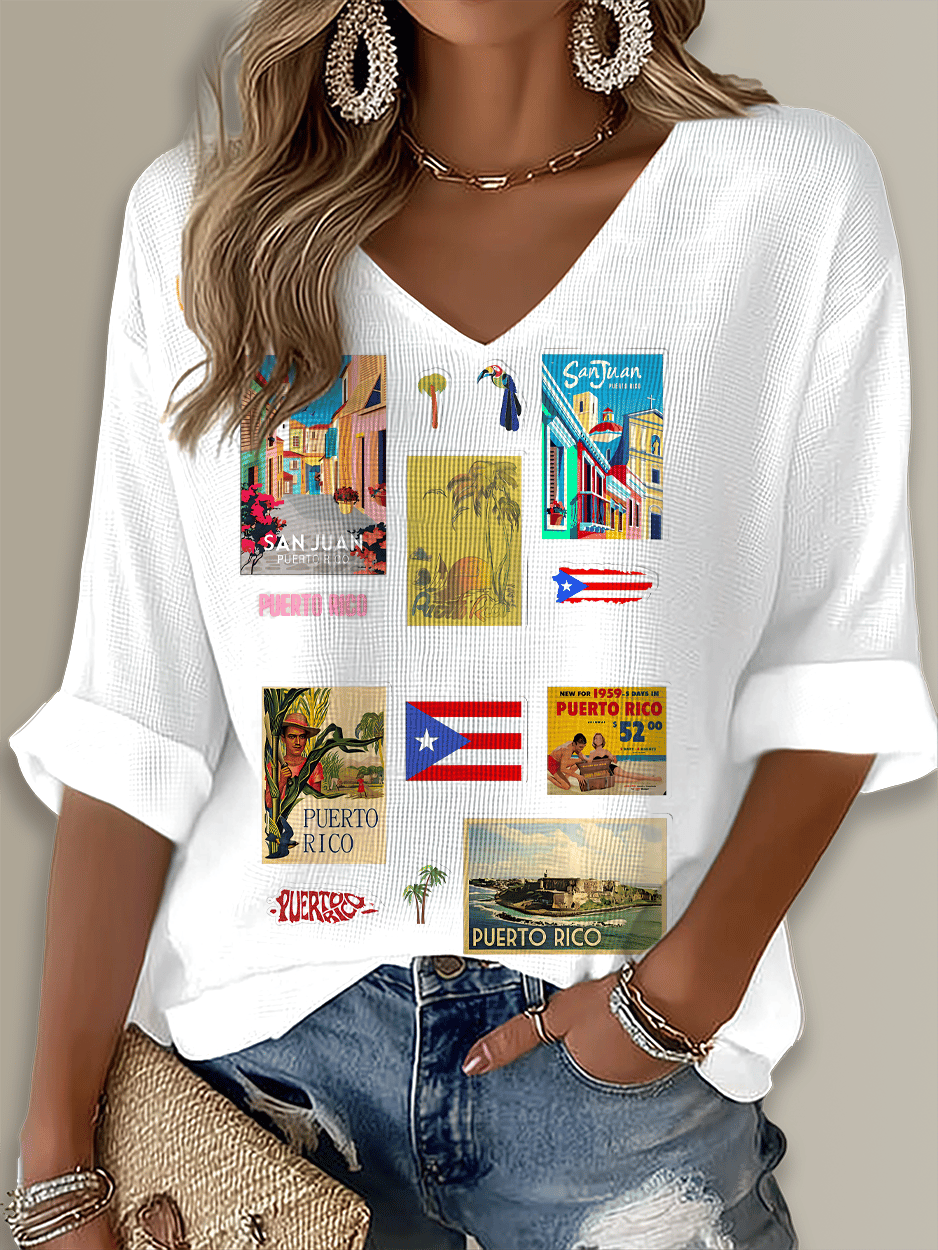 Puerto Rico Singer Boricua Printed Long Sleeve Top