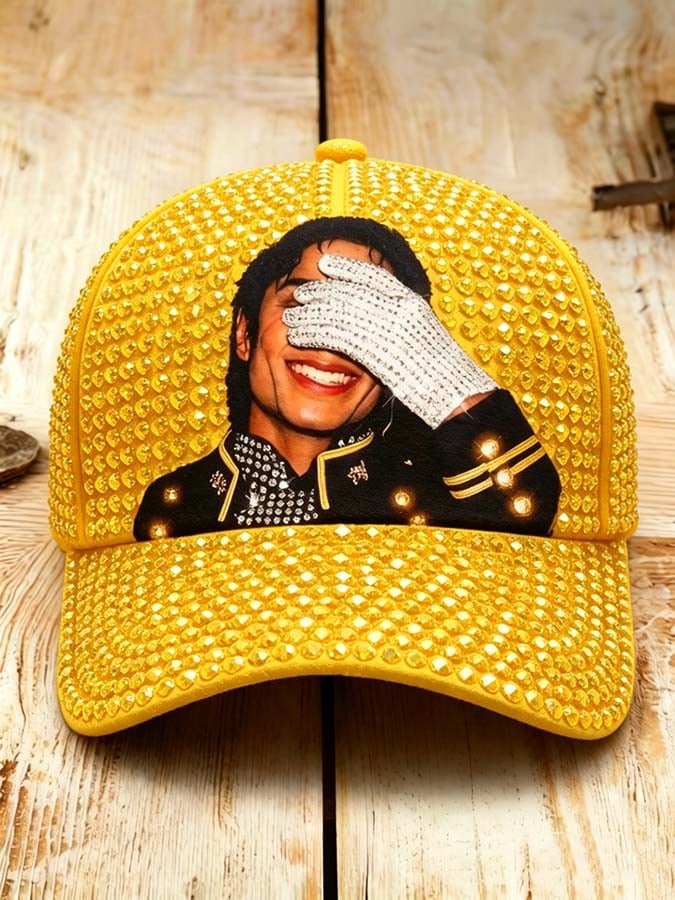 Unisex Retro Commemorative Baseball Cap: "King of Music" Faux Rhinestone Print