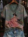 Women's Halloween Witch Print T-shirt