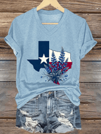 Women's Texas Strong Print V-Neck T-Shirt