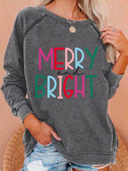 Women‘s Merry And Bright Christmas Print Casual Sweatshirt