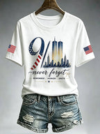 Women's  Retro  9.11 Never Forget Print T-shirt