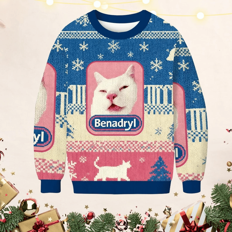 Funny Cat Christmas Art Printed Sweatshirt